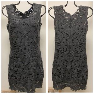 Les Copains Cutout Gray Wool Dress & Slip